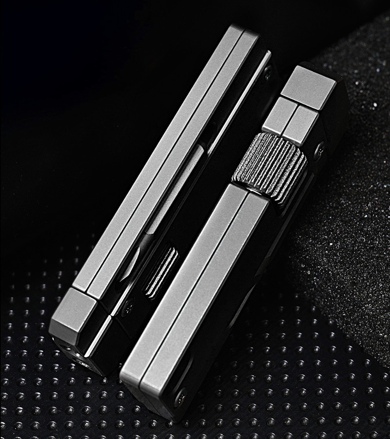 Titanium Mini Multi Tools Adjustable Wrench Pocket Pry Bar Crowbar Bits EDC Tool