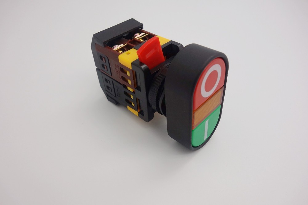 22MM Double head PUSH BUTTON SWITCH with 24V AC/DC LED Light Momentary ON/OFF