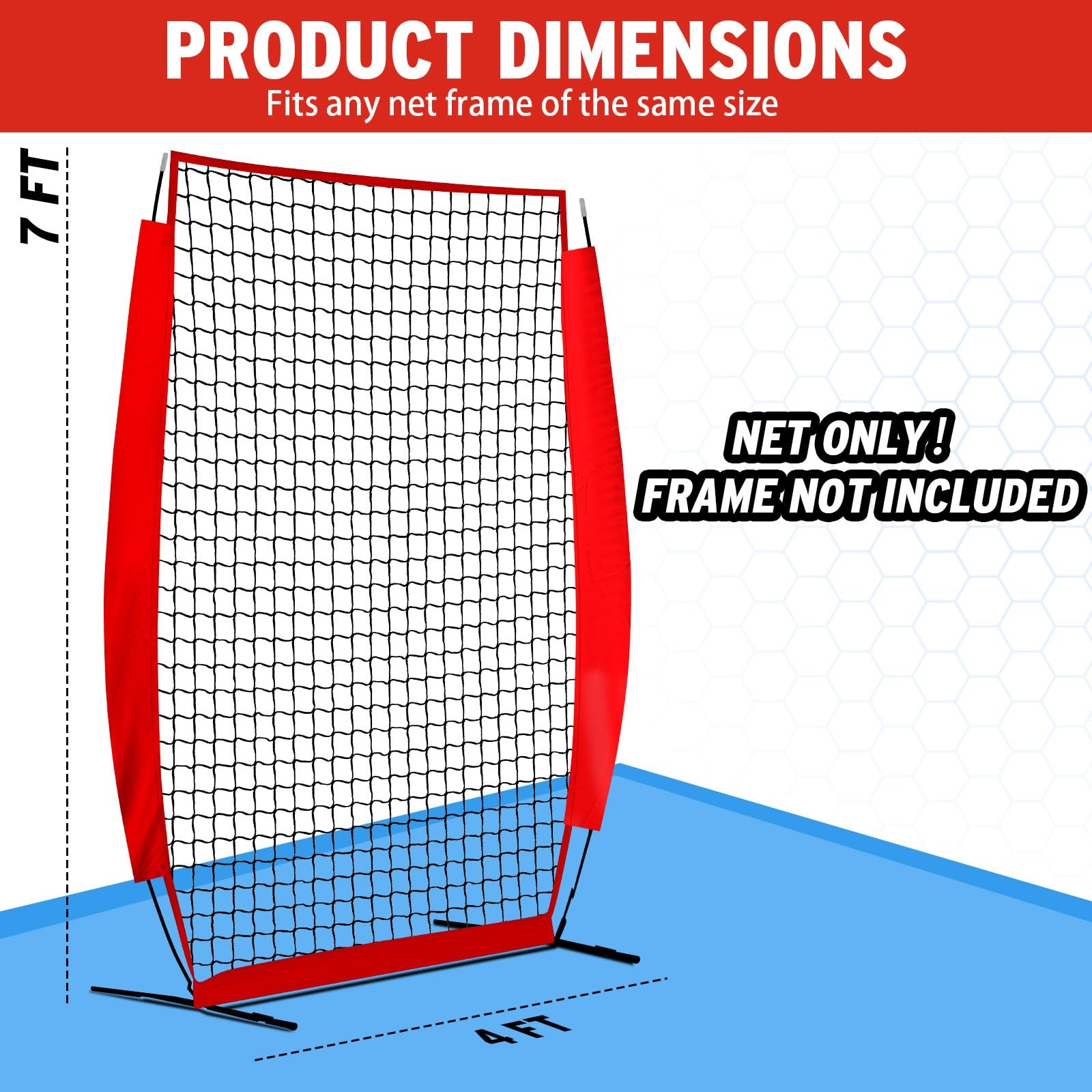4 x 7 ft Portable Baseball & Softball Pitching Net Replacement Baseball Pitch...