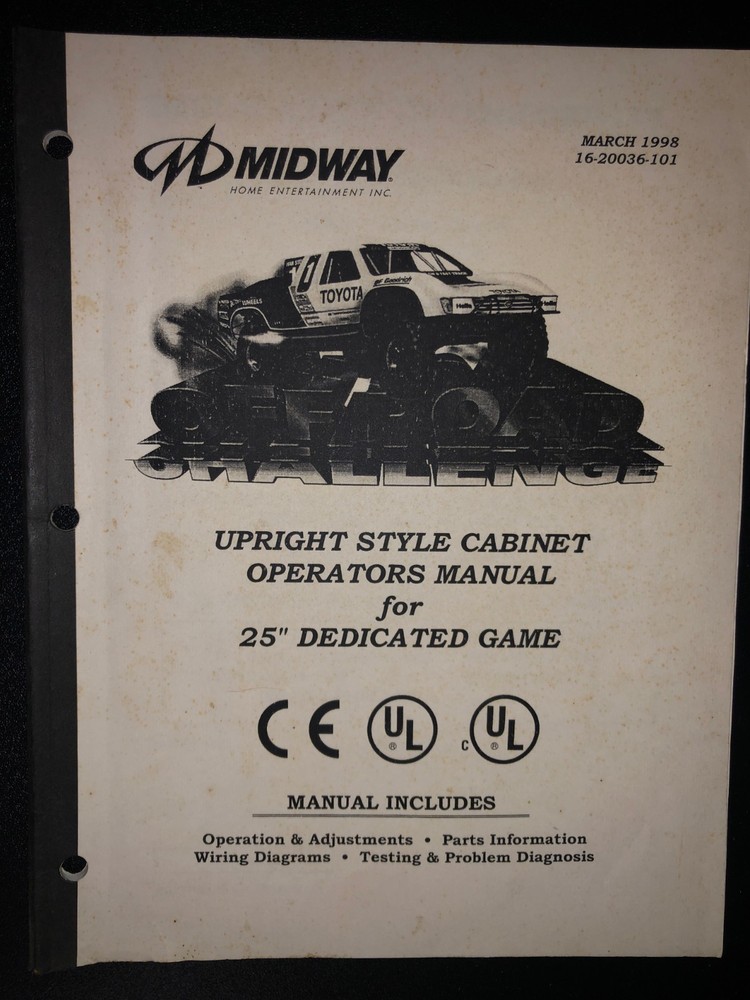 MIDWAY OFF ROAD CHALLENGE OPERATORS ORIGINAL MANUAL ARCADE