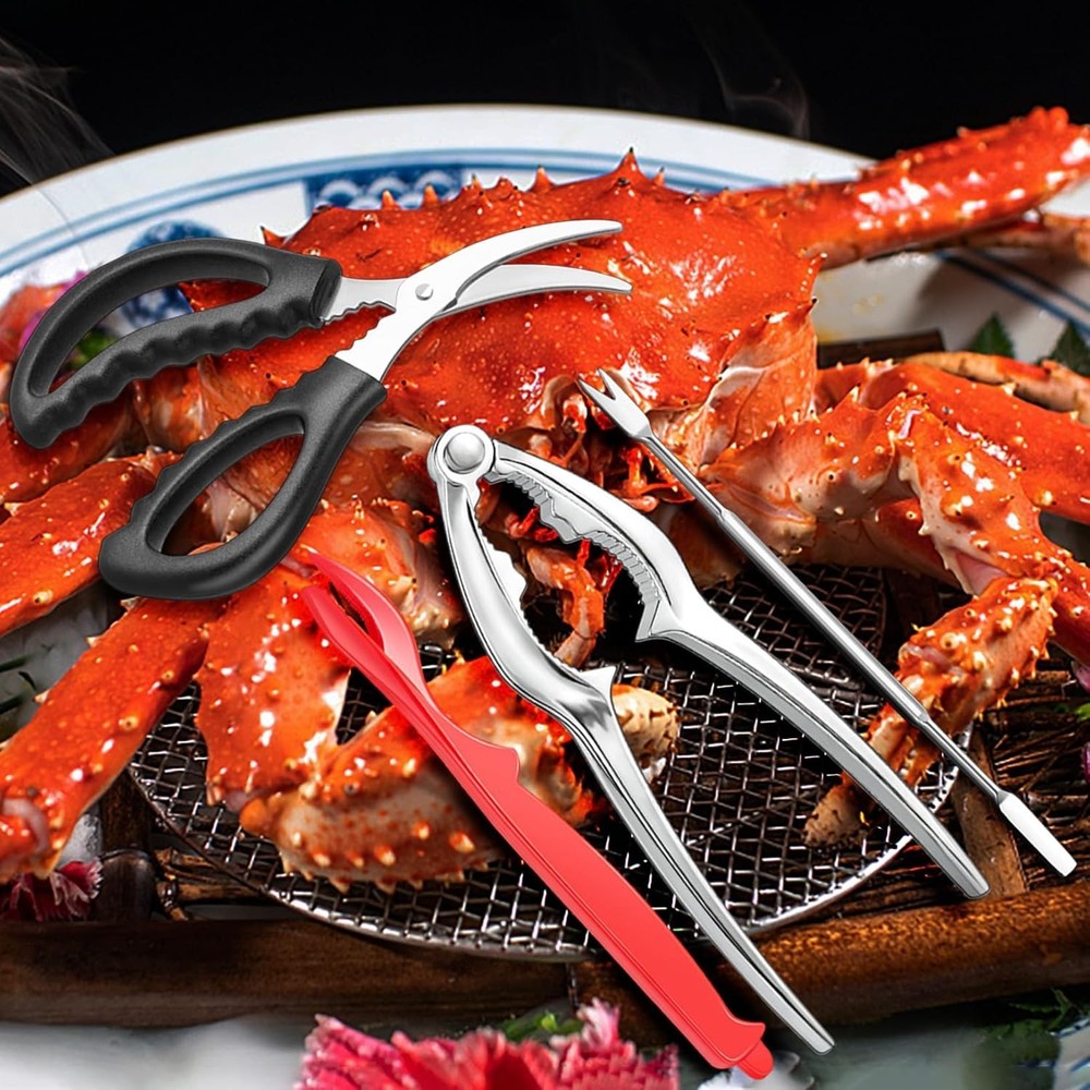 Professional Seafood Cracker and Sheller Set: 9 Durable Tools for Easy Serving