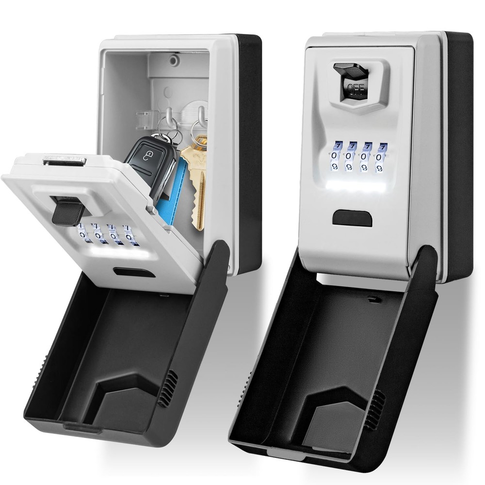 Waterproof Combination Key Lock Box with Light-Up Dials