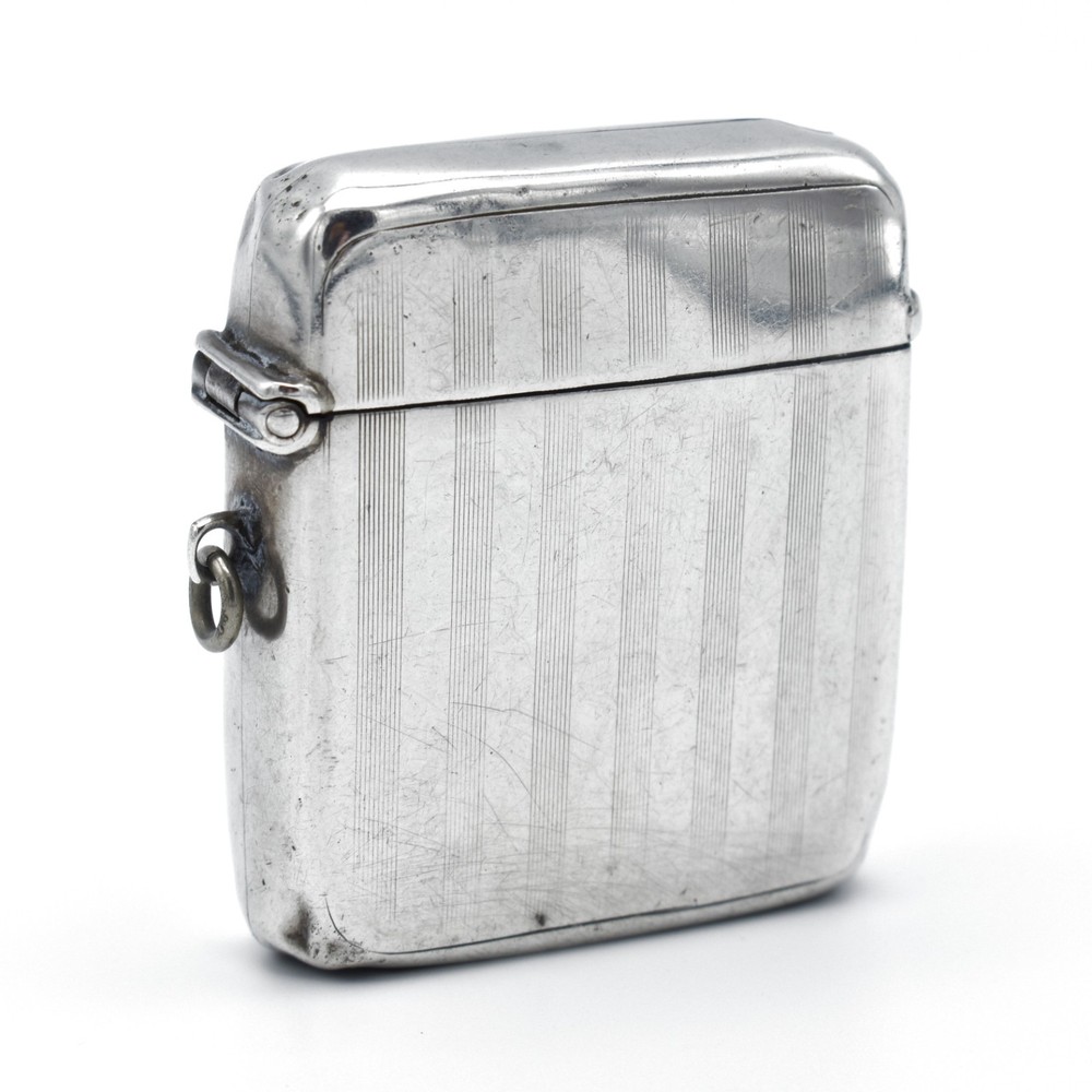 Antique Solid Silver Large Vesta Case Match Safe 1915 By Asprey