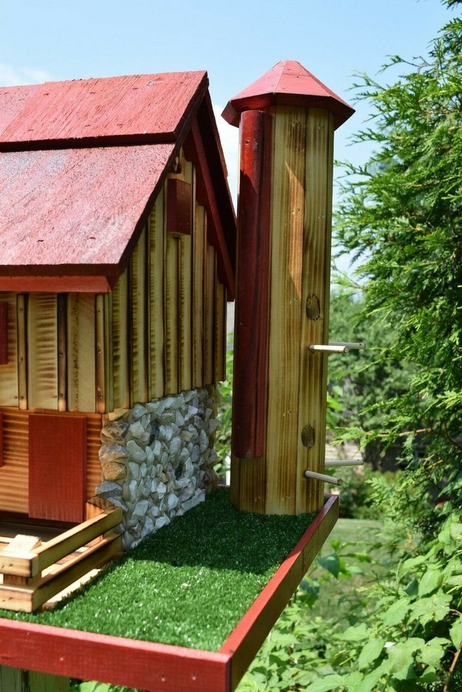 Barn bird feeder (Red) | Silo | Amish handmade