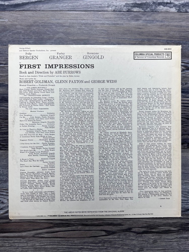 FIRST IMPRESSIONS, VINYL RECORD