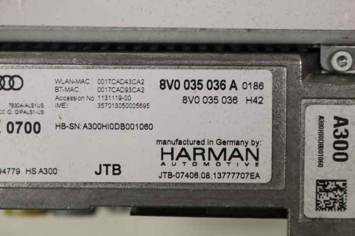 AUDI A3 8V MAIN UNIT NAVIGATION CALCULATOR SIM DAB 8V0035036A