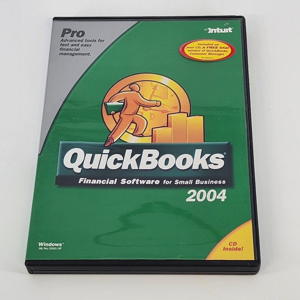 QuickBooks Pro 2004 Windows XP 2000 98 Financial Software CD Installation Key
