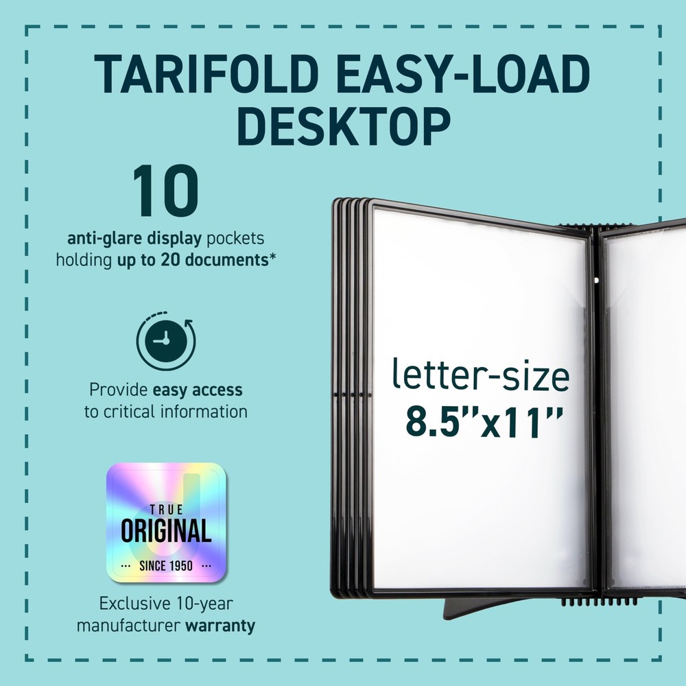 Tarifold DJOIS Desktop Reference & Display System - Durable Metal Base & Polypro