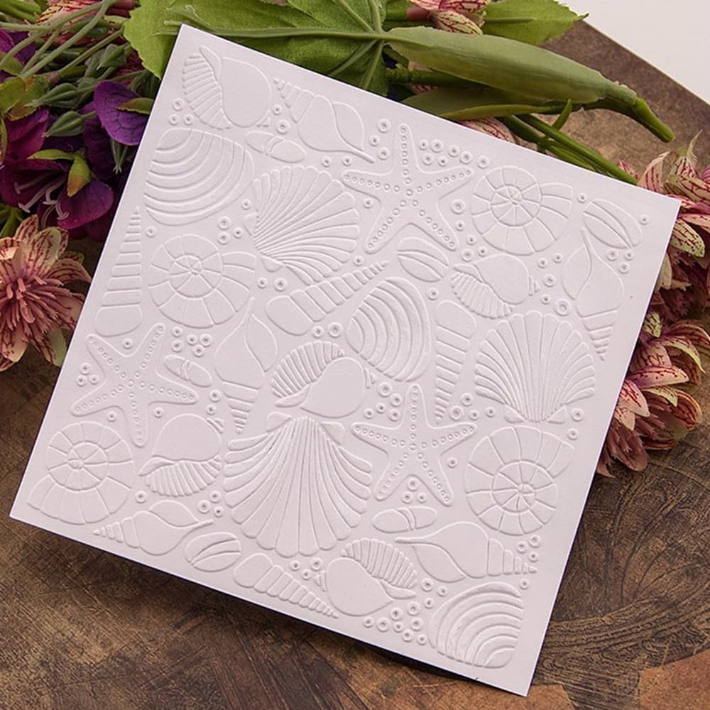 3D Plastic Embossing Folder Sea Star Shell Texture for DIY Scrapbooking