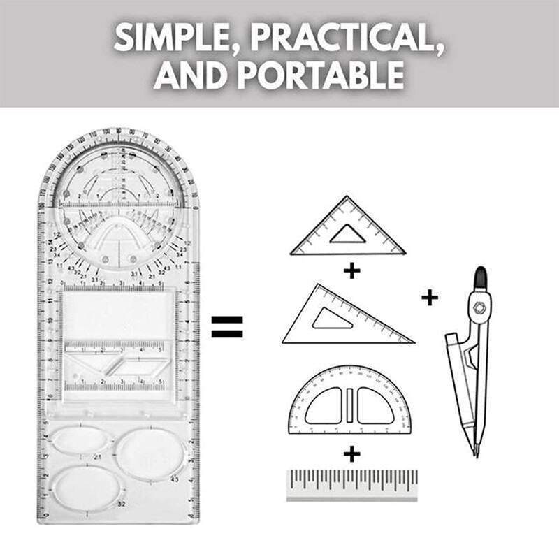 Multifunctional Ruler Geometric Drawing Template Measuring Drafting Tools NEW