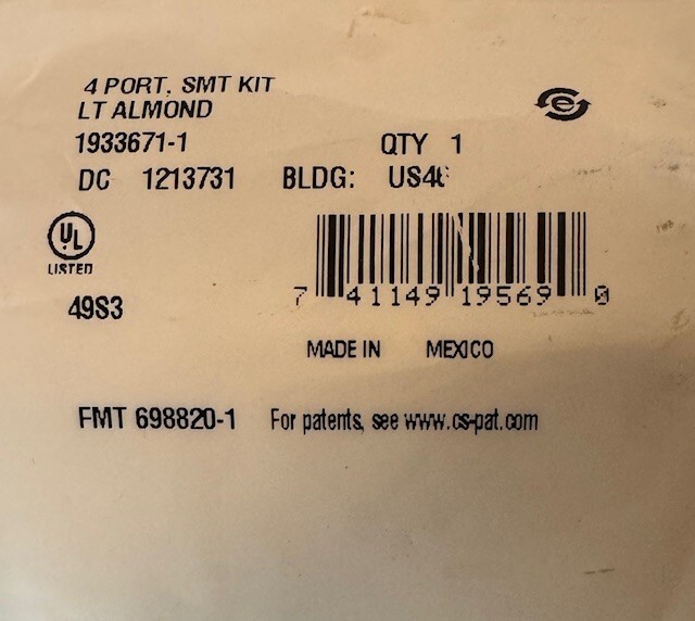 10 Pack COMMSCOPE ( 1933671-1 ) 4-Port SURFACE MOUNT Module Kits - Almond