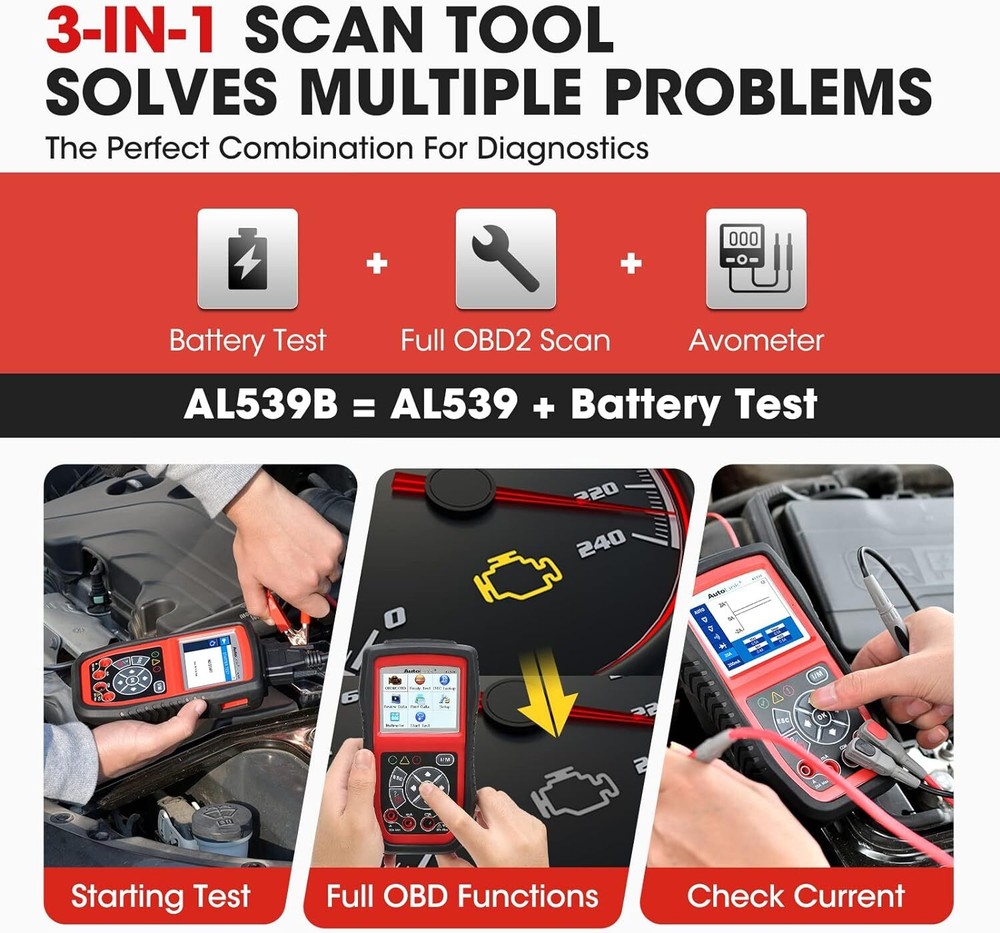 Autel AutoLink AL539B Electrical Battery Tester OBD2 Code Reader Diagnostic Tool