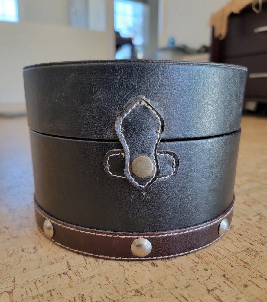 Vintage leather bound espresso storage box