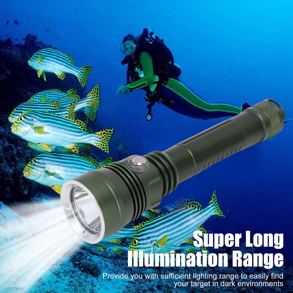 Diving Flashlight 80m Water Proof Dive Light Adjustable Brightness For Fish RRWI