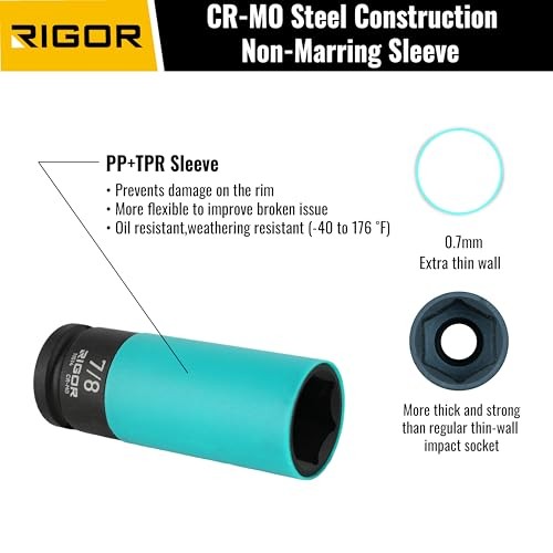 11514 7/8-Inch Non-Marring Lug Nut Socket | Wheel Protector Impact Socket |