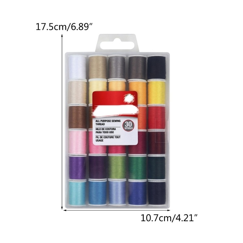 30pcs Sewing Thread Roll Set Polyester Machine Hand Stitching Embroidery Thread