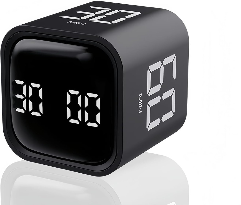 Digital Cube Pomodoro Timer Desk Rechargeable Productivity Timer 5/10/30/60Min &
