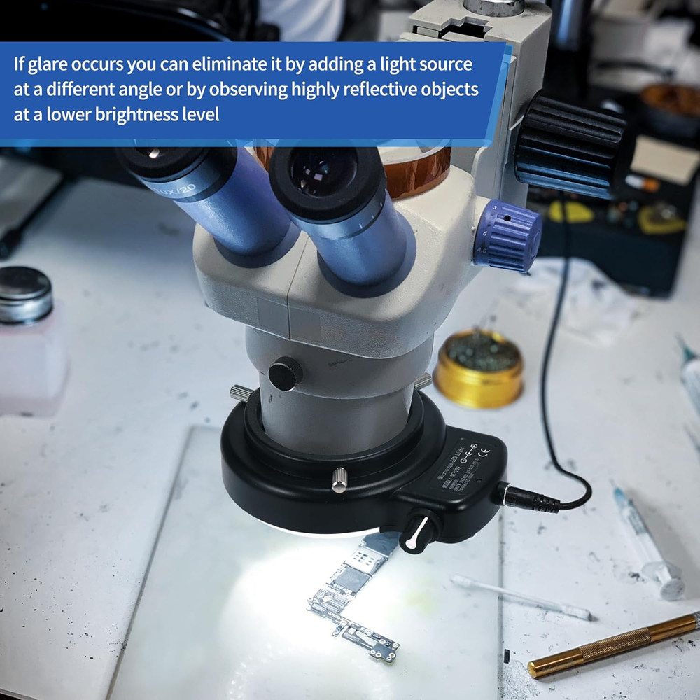 144 LED Ring Microscope Light Adjustable Illuminator, Microscope Lamp LED Ring L