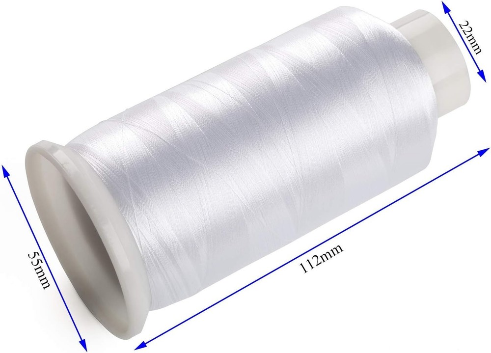 Two Large Spools White Bobbin Thread 60WT 5500 Yards Perfect for Sewing Projects
