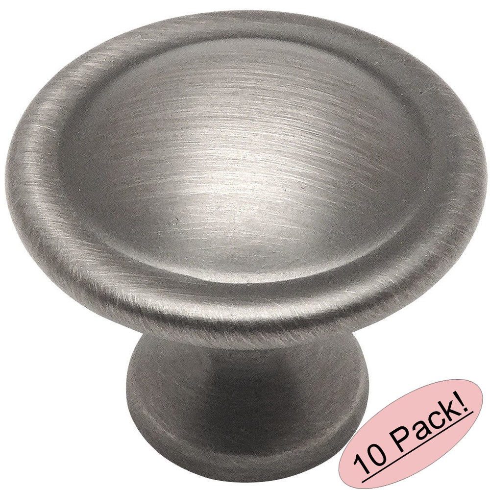 *10 Pack* Cosmas Cabinet Hardware Antique Silver Round Cabinet Knobs #4539AS