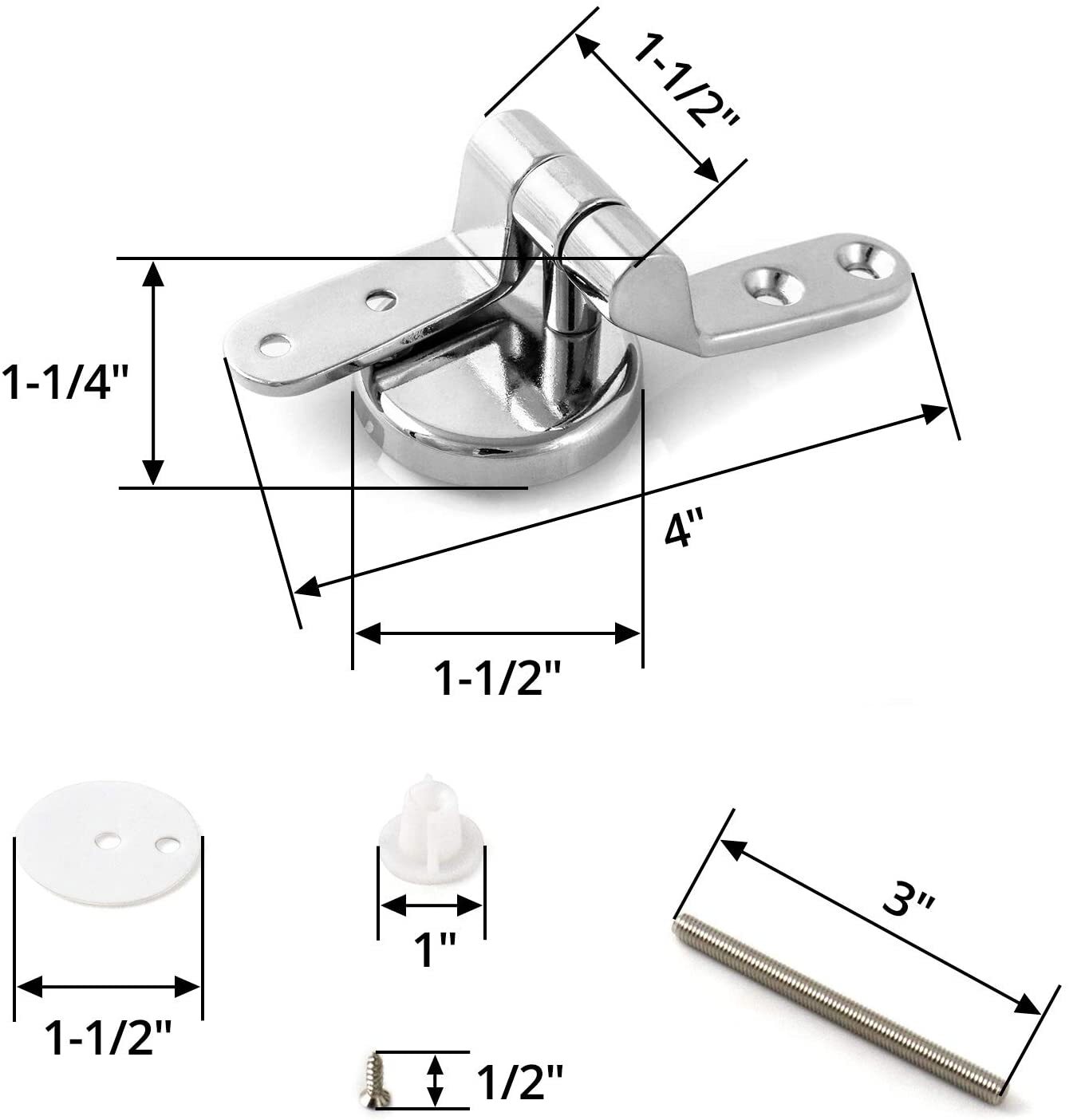 Toilet Seat Hinge Mountings Stainless Steel 1 Set with Bolts and Nuts