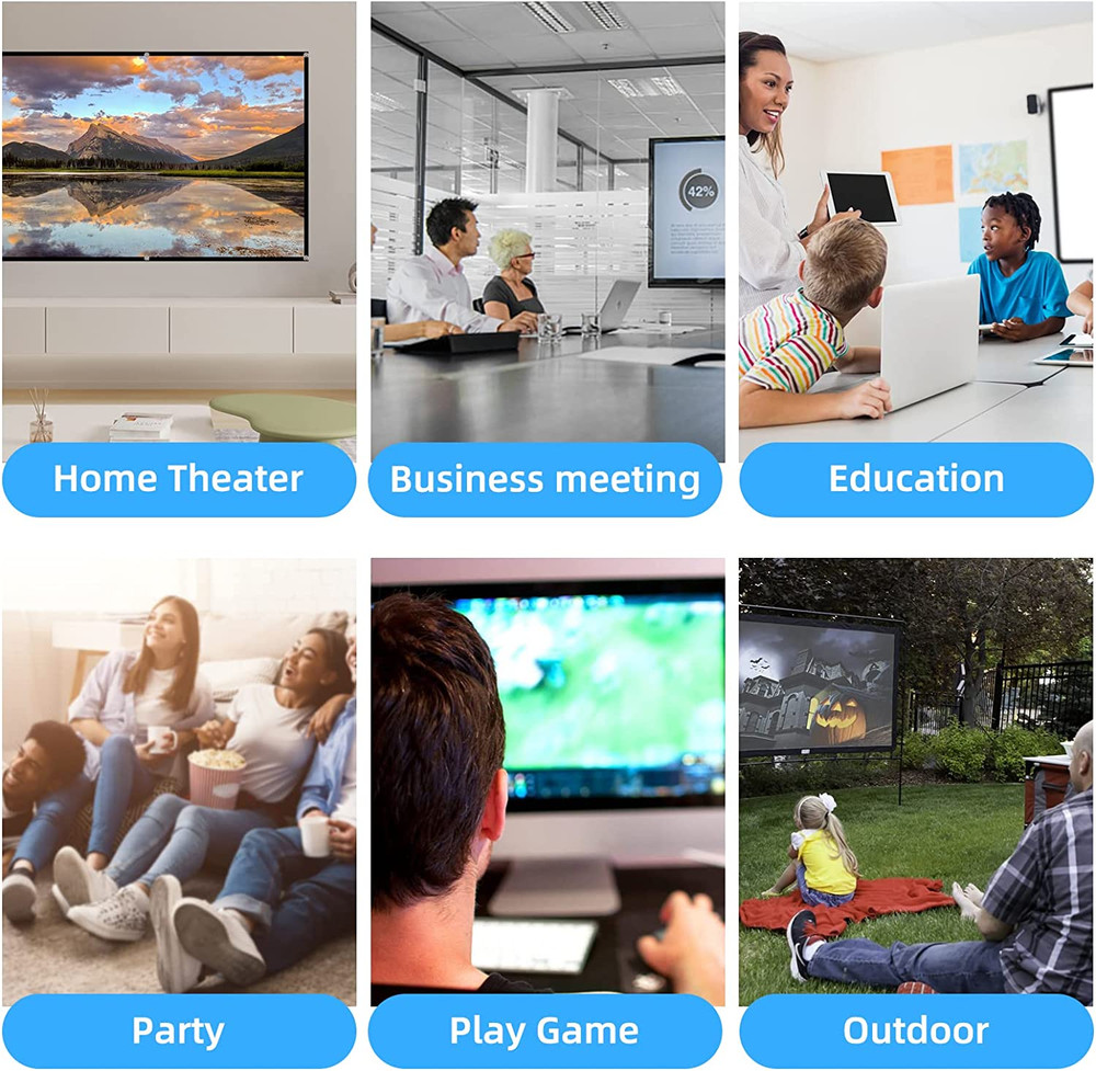 Projector Screen, 4K 16:9 HD Rear Front Projector Screen Foldable Projection Scr