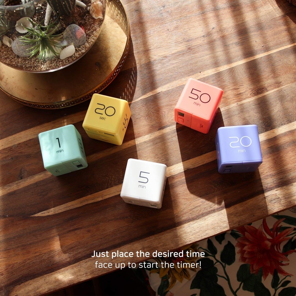 mooas Cube Timer (White), Timers Cube Flip Block Timers Productivity Gravity ...