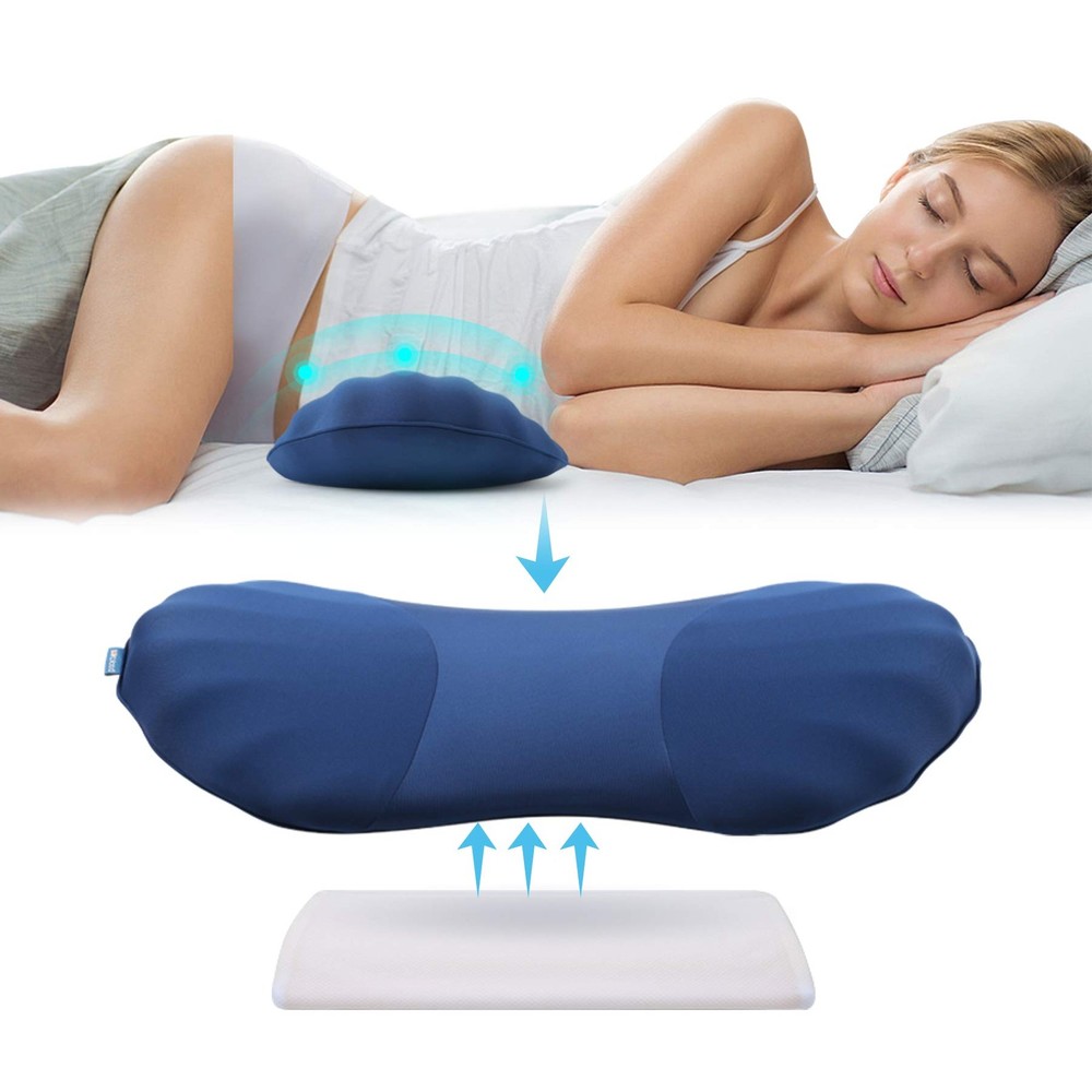 RESTCLOUD Adjustable Lumbar Support Pillow for Sleeping Memory Foam Back Supp...