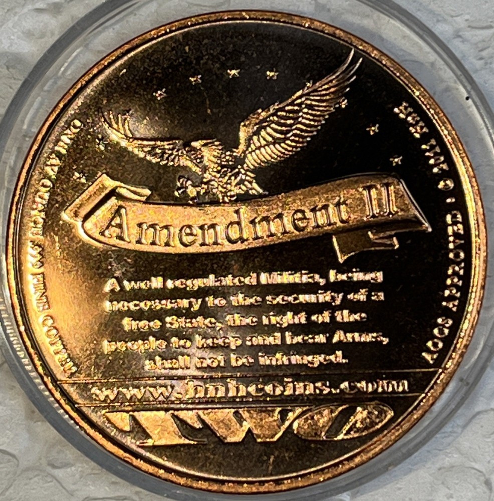 Second 2nd Amendment 1 Ounce 0.999 Copper Round 1789 - 2013