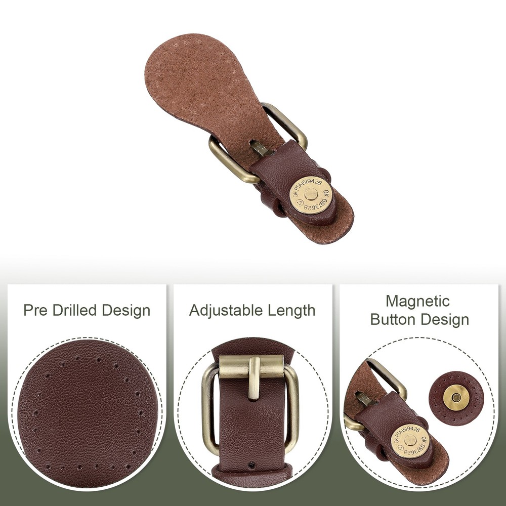 Leather Snap Buckles Snap Button Closure, 1 Pcs Magnetic Snaps, Brown