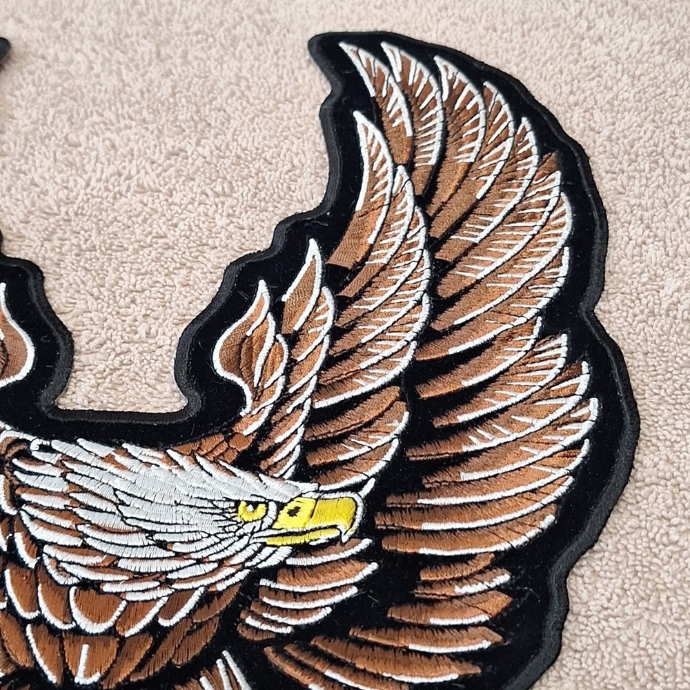 Eagle Biker Patch Large Embroidered Iron On 11" x 9.5"