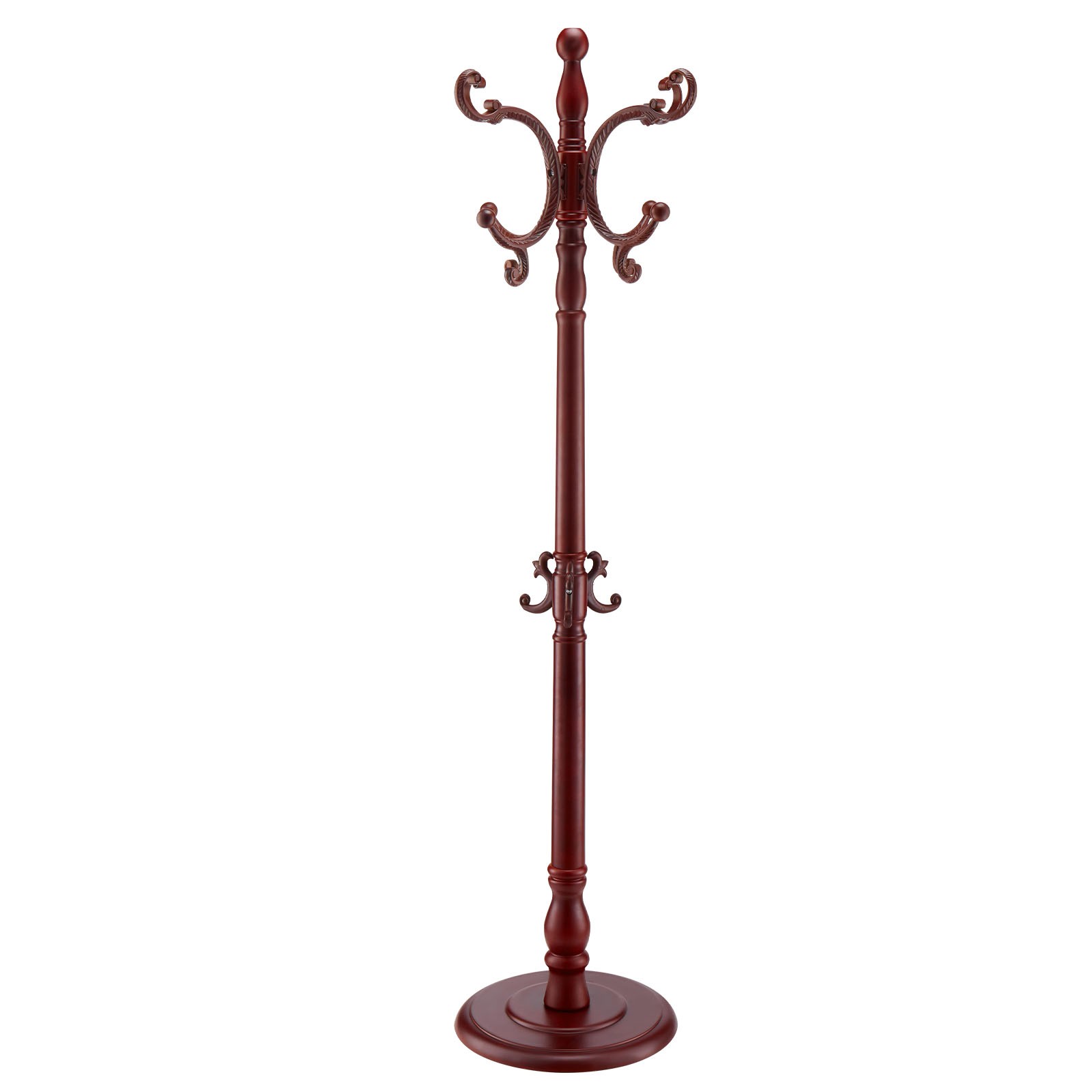 Freestanding Coat Rack Wooden Coat Tree with Stable Large Base & 11 Hooks