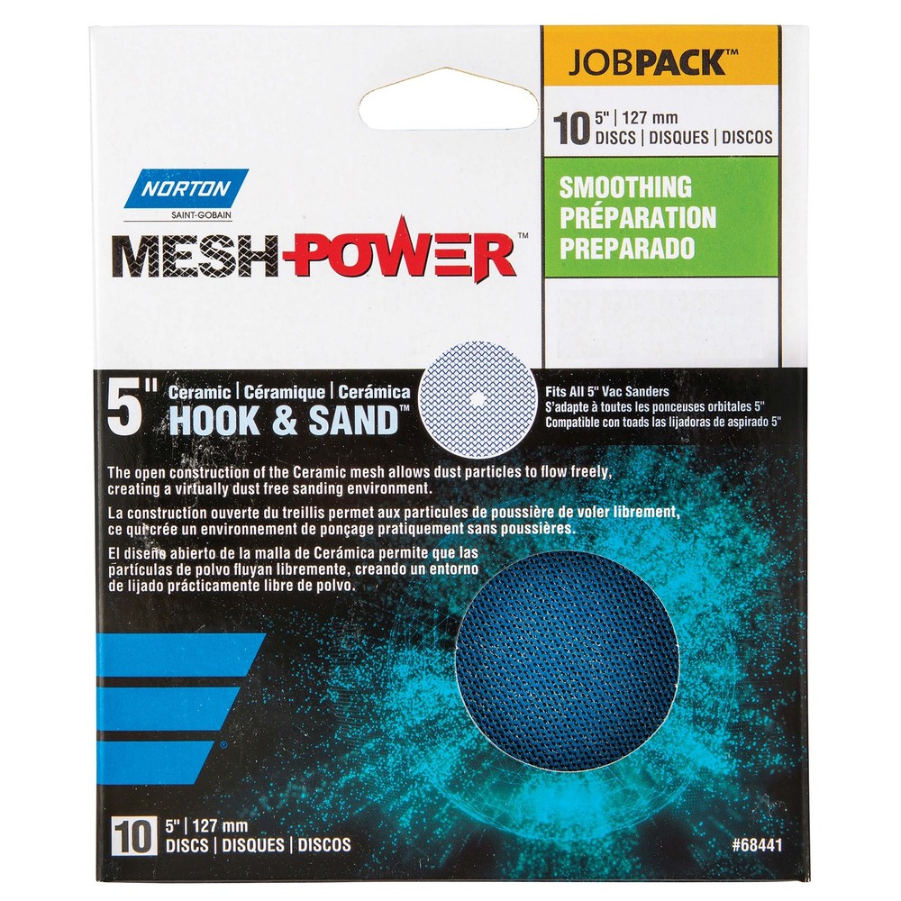Norton MeshPower Ceramic Disc – 5” – 80 Grit - 10 pack