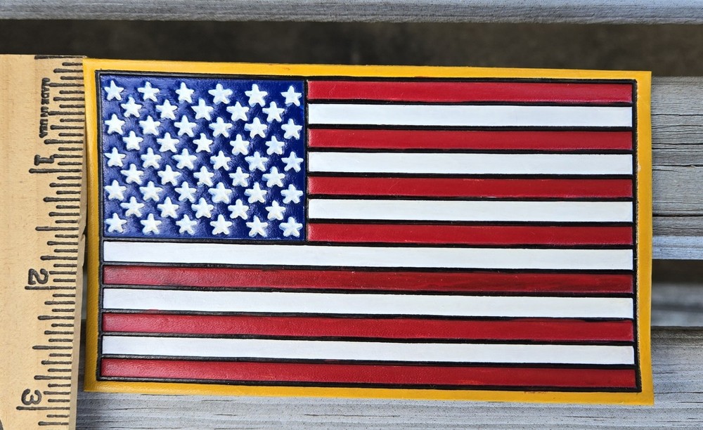 Painted Leather Flag USA Squadron Patch A-2 3×5 Inch