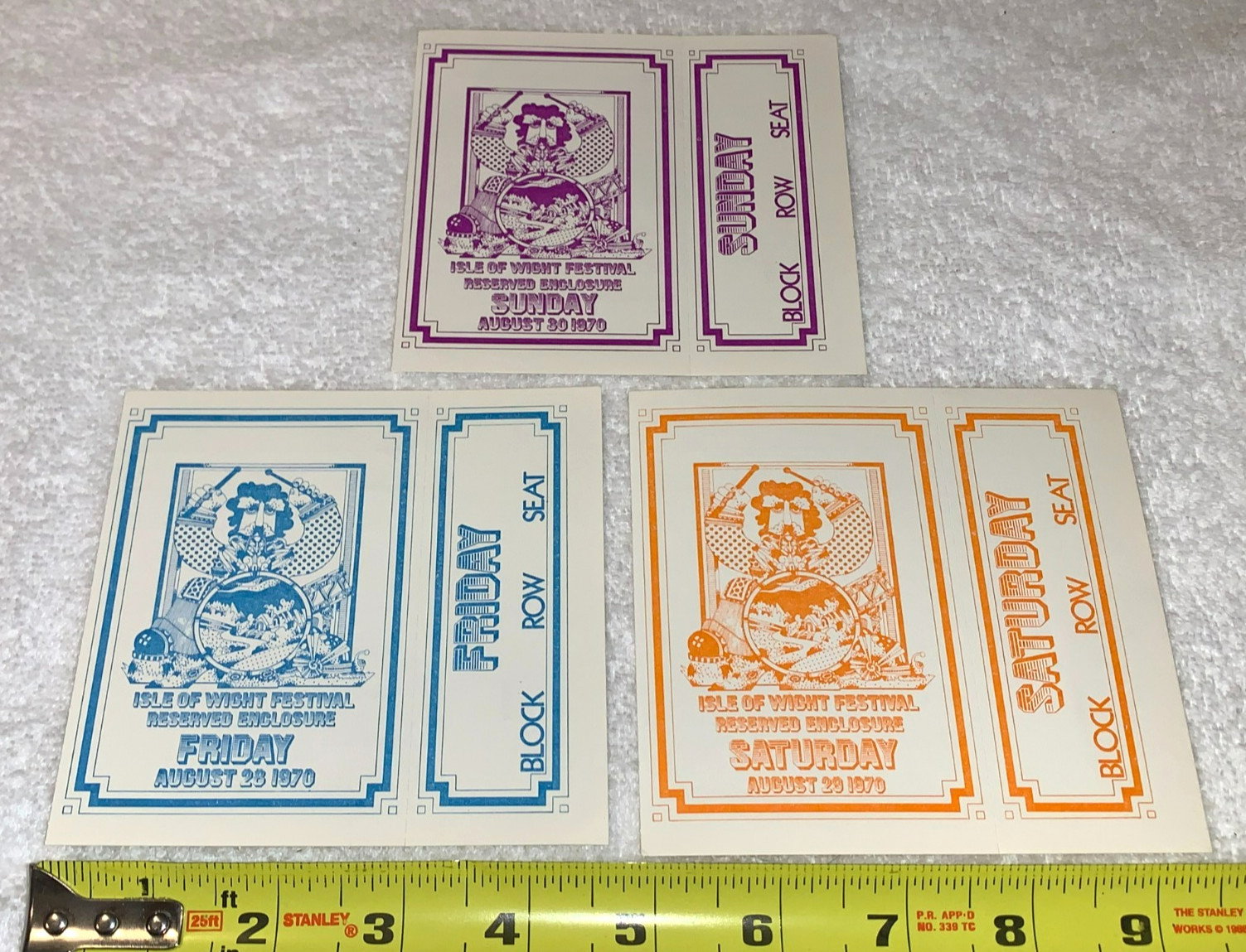 JIMI HENDRIX THE DOORS THE WHO 3 Isle Of Wight 1970 Festival Concert Tickets U.K