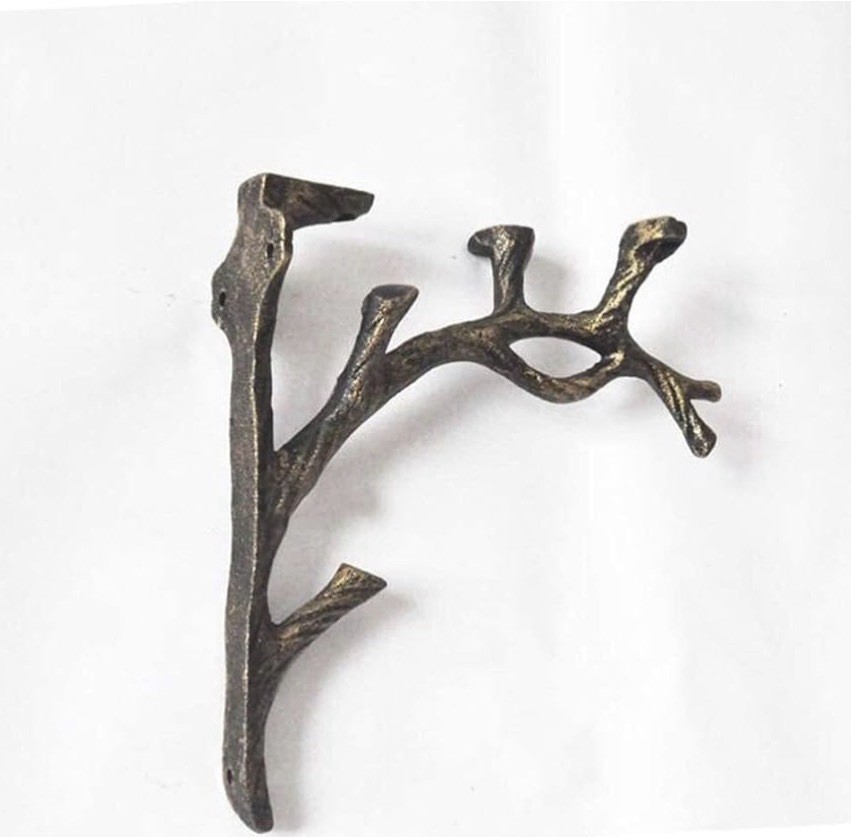 2 Rustic Cast Iron Shelf Bracket Wall Mount Hardware Shelving Braces Tree Branch