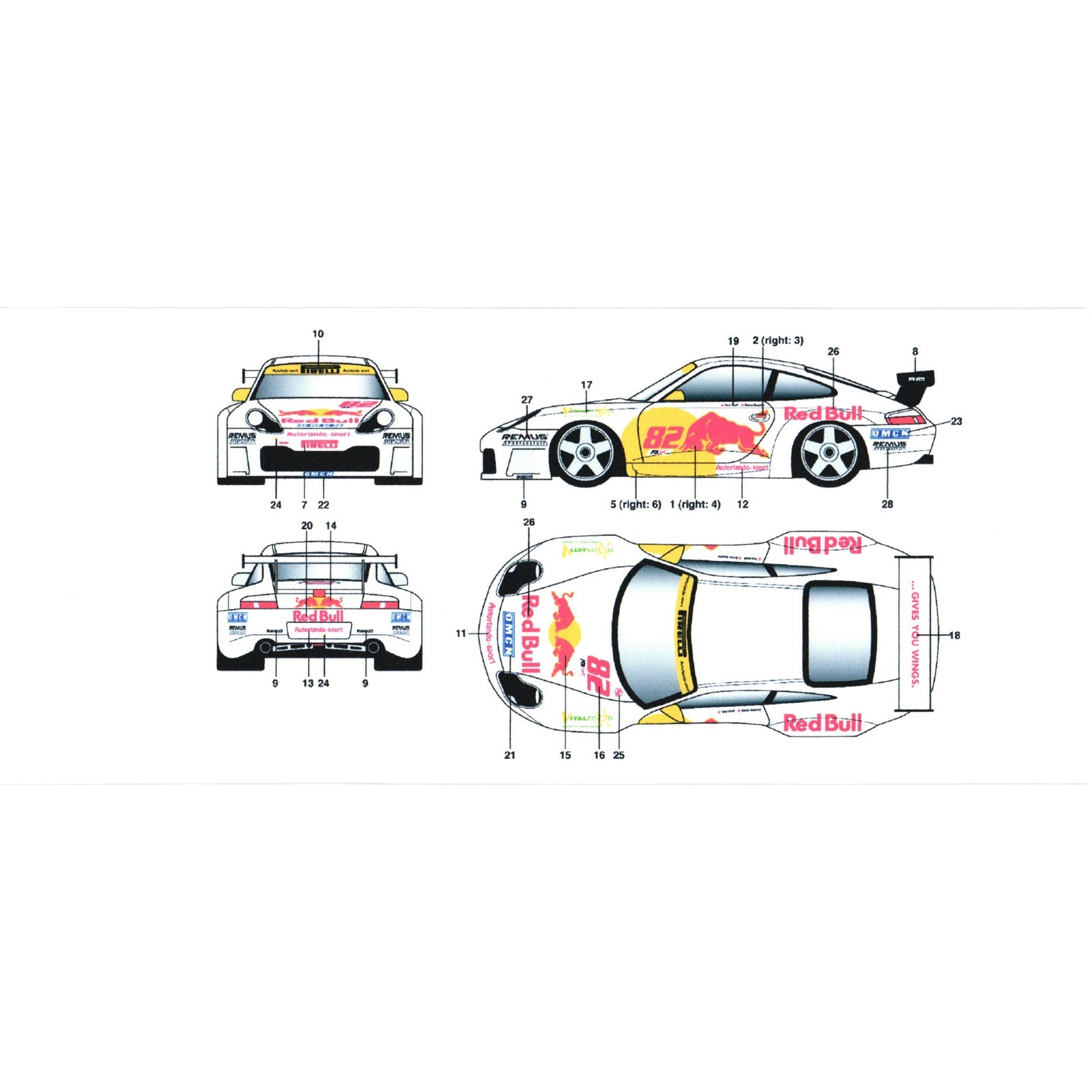 Cartograf Porsche 996 GT3 Red Bull Autorlando-sport 2003 Italian GT Decals #82