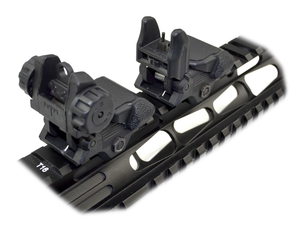 Backup Sight Set Front and Rear, Flip-Up. Polymer - Same plane/receiver height