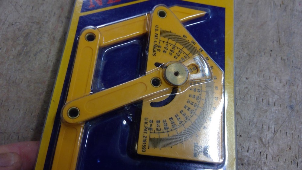 NOS Protractor Angle Finder, Adjustable Protractor 0°-180° Yellow