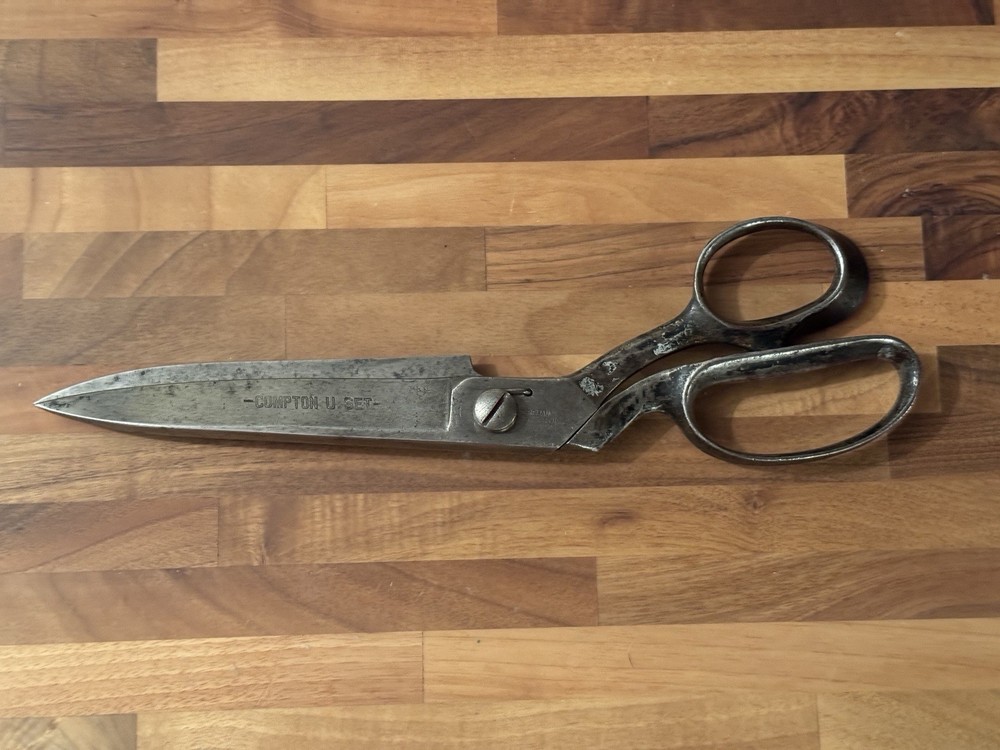 Vtg Large 13” Compton U Set Scissors Shears Heavy Duty