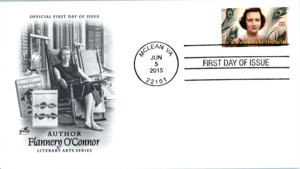 2015 Author FLANNERY O'CONNOR 3oz Rate  2015 ARTCRAFT CACHET   FDC UNADDR