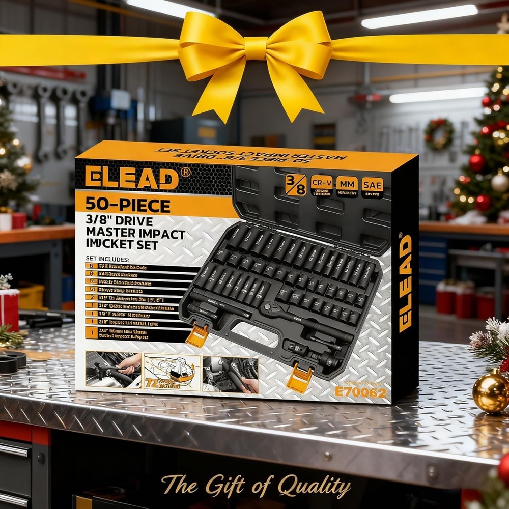 3/8'' Drive Impact Socket Set - 50-Piece Shallow & Deep Socket Set Metric