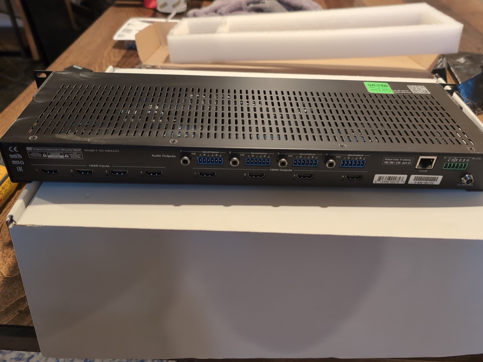 KD-MS4x4G 4x4 4K 18G HDMI Matrix Switch with Independent Audio Routing