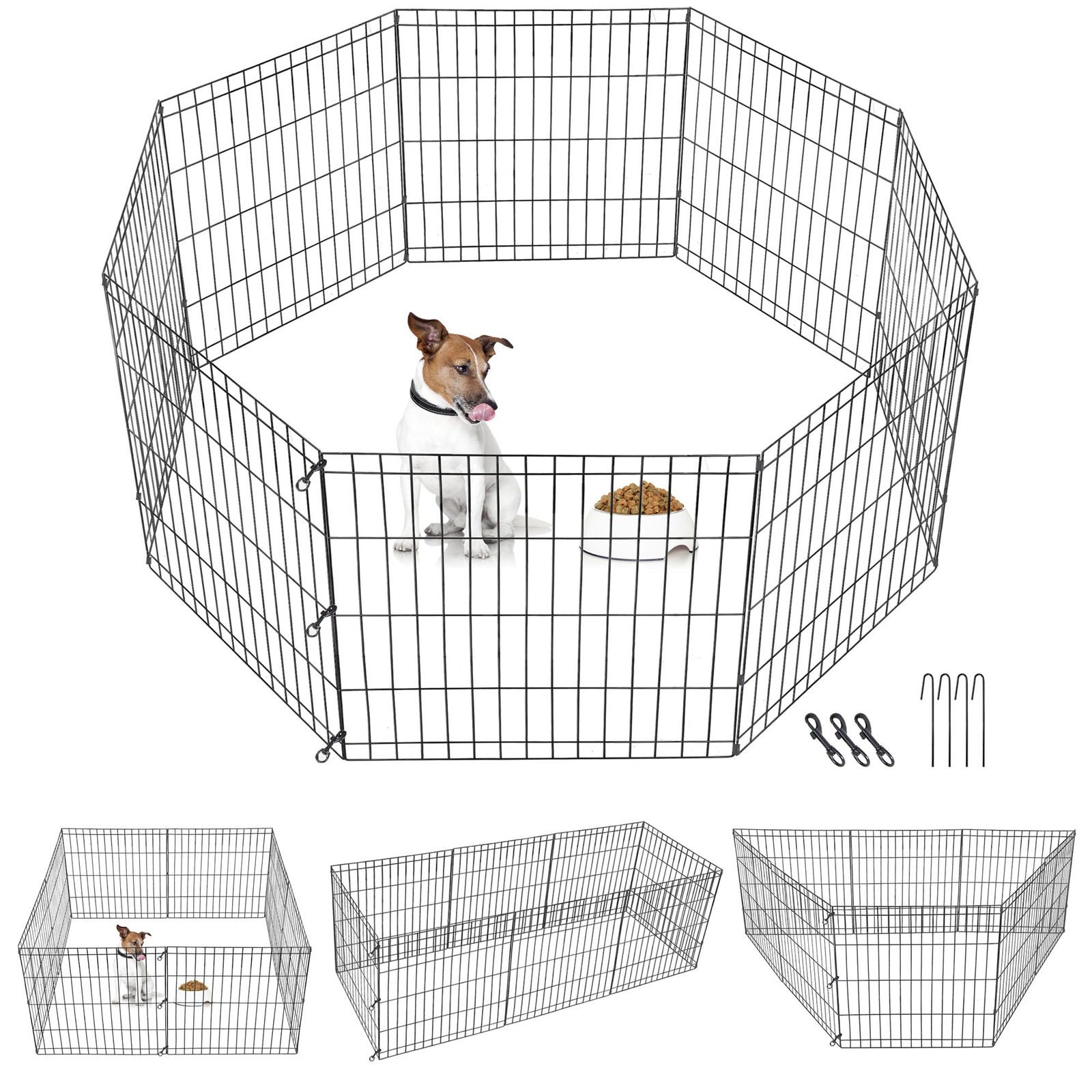 24 Inch 8 Panels Tall Dog Playpen Large Crate Fence Pet Play Pen Exercise Cage