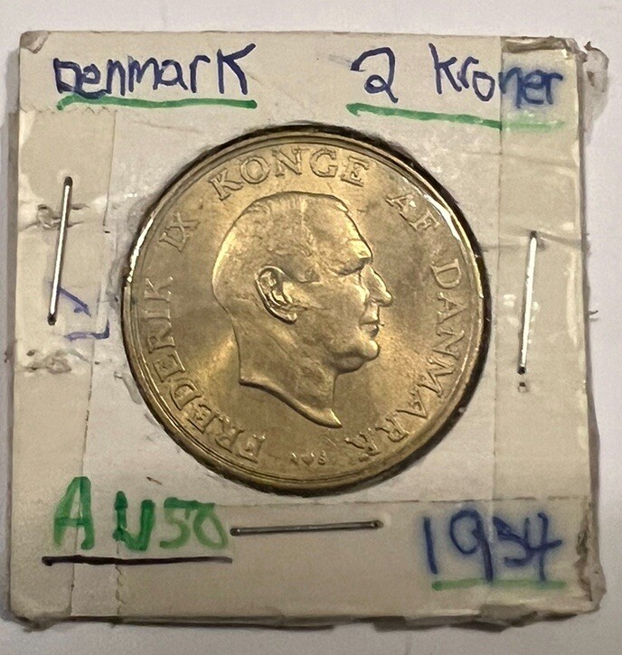 Denmark 2 Kroner 1954 Almost Uncirculated # 007