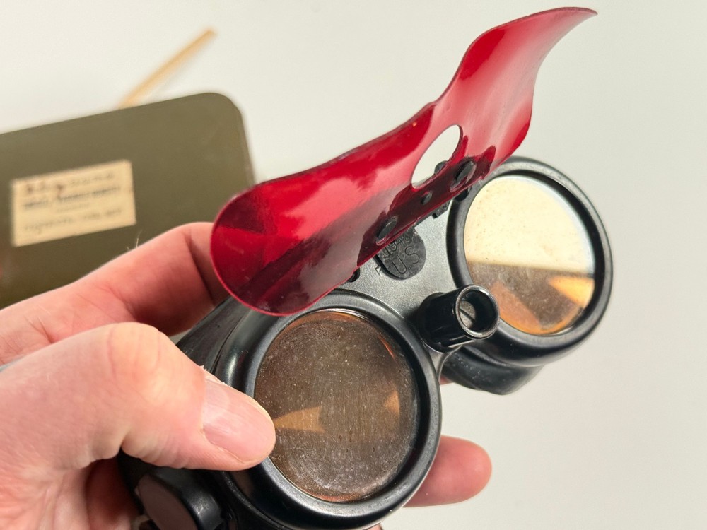 WW2 Variable Density Goggles w/ Tin glasses red visor 74-G-79-40 goggle mask