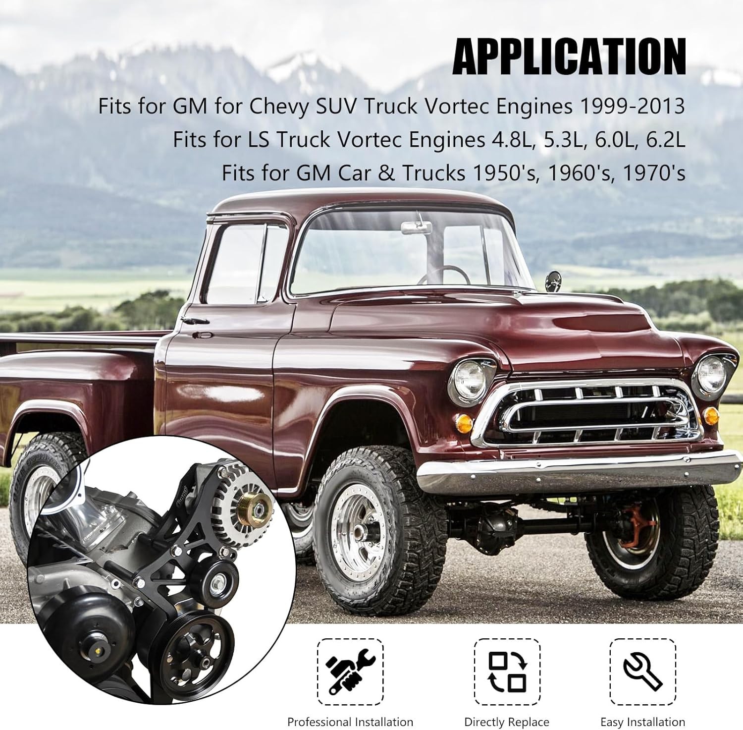 For LS Engine Serpentine Bracket Alternator Power Steering Pump Swap Conversion