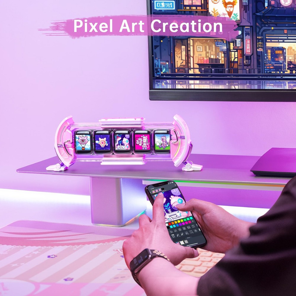 Times Gate - Cute Gaming Digital Clock with Smart App-Controlled, Support Wea...