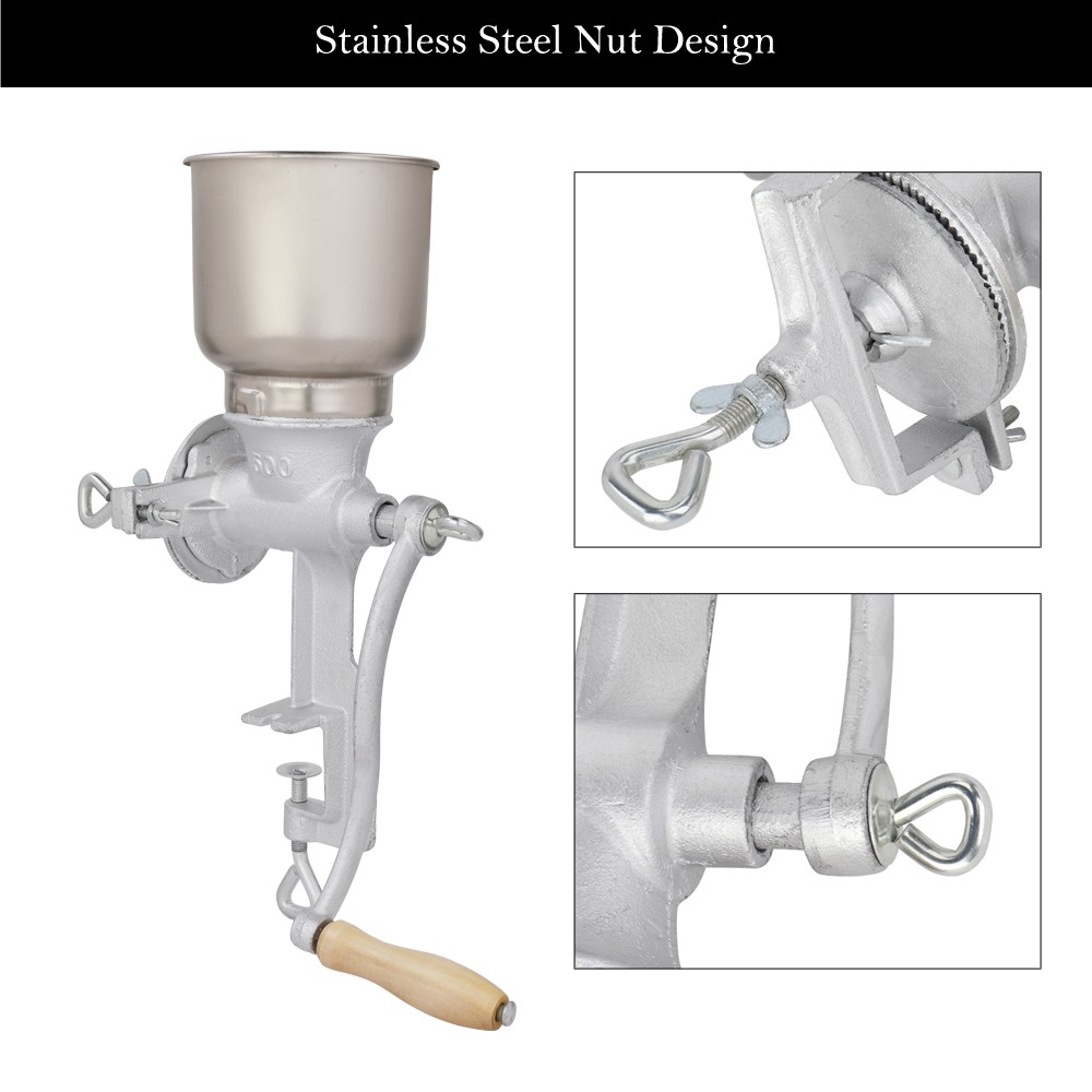 500# Home Use Hand Cranking Operation Grain Grinder Silver