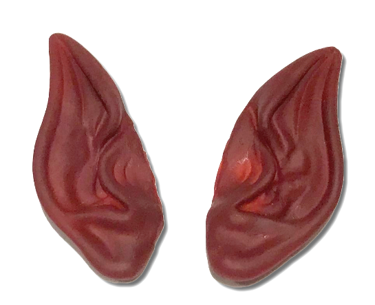 POINTED BROWN WEREWOLF EARS Wolf Rubber Vinyl Set Monster Pointy Elf Devil Pair